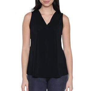 NEW PAPA FASHIONS sleeveless v-neck loose fit top in black